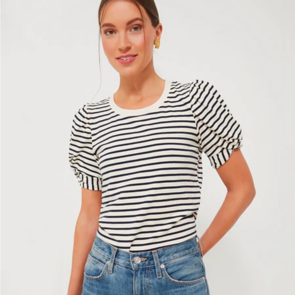 Pomander Place Navy Striped Top